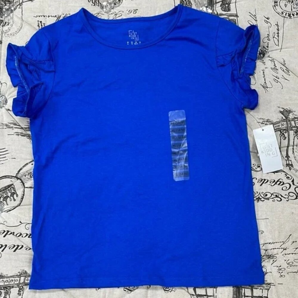 Just Kidding Girl's Royal Blue Short Sleeve Tee
